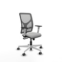 Motilla sincro malla gris similpiel gris claro brazos blancos base blanca  ruedas 65mm engomadas