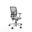 Motilla sincro malla gris similpiel gris claro brazos blancos base blanca  ruedas 65mm nailon