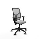 Motilla sincro malla gris similpiel gris claro brazos 1D base piramidal  ruedas 65mm engomadas