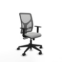 Motilla sincro malla gris similpiel gris claro brazos 1D base piramidal  ruedas 65mm nailon