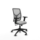 Motilla sincro malla gris similpiel gris claro brazos 2D base piramidal  ruedas 65mm engomadas