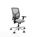 Motilla sincro malla gris similpiel gris claro brazos 3D base blanca  ruedas 65mm engomadas