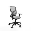 Motilla sincro malla gris similpiel gris claro brazos 3D base piramidal  ruedas 65mm engomadas