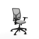 Motilla sincro malla gris similpiel gris claro brazos 3D base piramidal  ruedas 65mm nailon