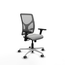 Motilla sincro malla gris similpiel gris claro brazos 3D base aluminio  ruedas 65mm engomadas
