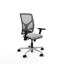Motilla sincro malla gris similpiel gris claro brazos 3D base aluminio  ruedas 65mm nailon