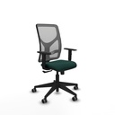 Motilla sincro malla gris similpiel verde botella brazos 1D base piramidal  ruedas 65mm engomadas