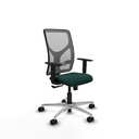 Motilla sincro malla gris similpiel verde botella brazos 1D base aluminio  ruedas 65mm nailon