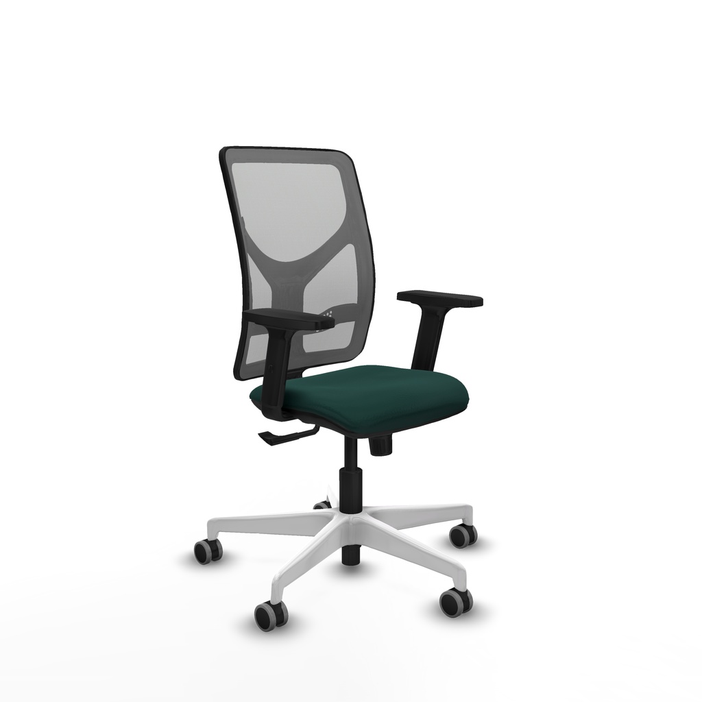Motilla sincro malla gris similpiel verde botella brazos 2D base blanca  ruedas 65mm engomadas
