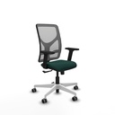 Motilla sincro malla gris similpiel verde botella brazos 2D base blanca  ruedas 65mm engomadas