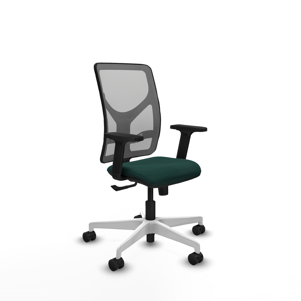 Motilla sincro malla gris similpiel verde botella brazos 2D base blanca  ruedas 65mm nailon
