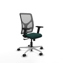 Motilla sincro malla gris similpiel verde botella brazos 2D base aluminio  ruedas 65mm nailon
