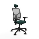 Motilla sincro malla gris similpiel verde botella brazos 3D base piramidal cabecero fijo ruedas 65mm nailon