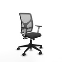 Motilla sincro malla gris similpiel gris oscuro brazos blancos base piramidal  ruedas 65mm nailon