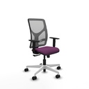 Motilla sincro malla gris similpiel morado brazos 1D base blanca  ruedas 65mm nailon