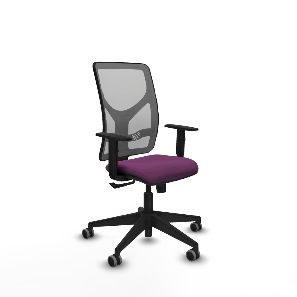 Motilla sincro malla gris similpiel morado brazos 1D base piramidal  ruedas 65mm engomadas