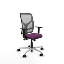 Motilla sincro malla gris similpiel morado brazos 1D base aluminio  ruedas 65mm nailon