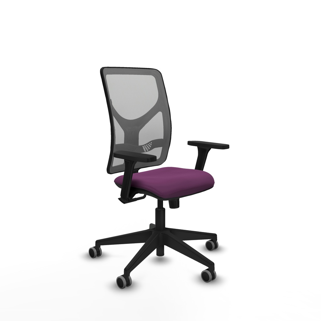 Motilla sincro malla gris similpiel morado brazos 3D base piramidal  ruedas 65mm engomadas