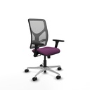 Motilla sincro malla gris similpiel morado brazos 3D base aluminio  ruedas 65mm nailon