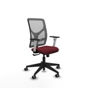 Motilla sincro malla gris similpiel granate brazos blancos base piramidal  ruedas 65mm engomadas