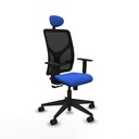 Motilla sincro malla negra bali azul brazos 1D base piramidal cabecero fijo ruedas 65mm nailon