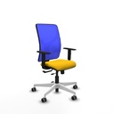 Motilla traslack malla azul bali amarillo brazos 1D base blanca  ruedas 65mm engomadas