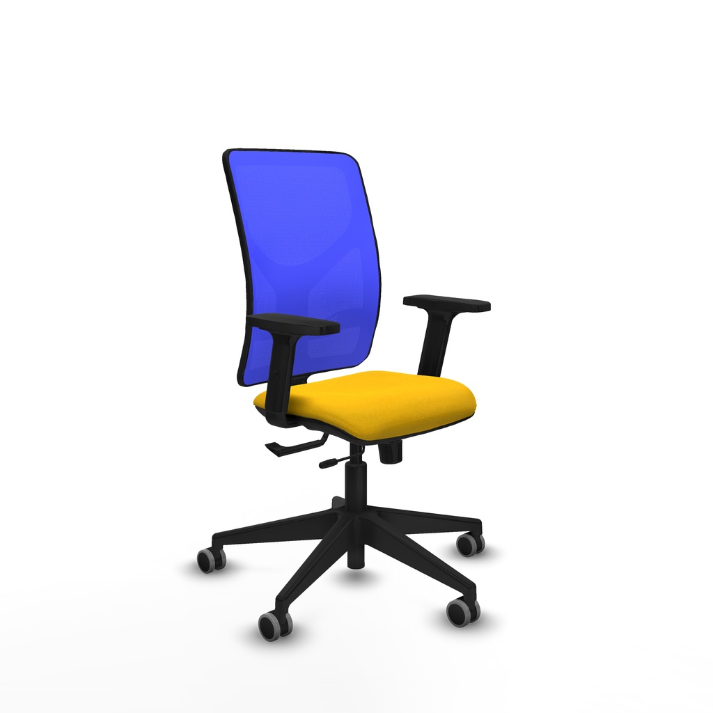Motilla traslack malla azul bali amarillo brazos 2D base piramidal  ruedas 65mm engomadas