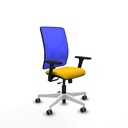Motilla traslack malla azul bali amarillo brazos 3D base blanca  ruedas 65mm engomadas