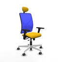 Motilla traslack malla azul bali amarillo brazos 3D base blanca cabecero fijo ruedas 65mm engomadas