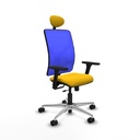 Motilla traslack malla azul bali amarillo brazos 3D base aluminio cabecero fijo ruedas 65mm nailon