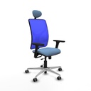 Motilla traslack malla azul bali azul cielo brazos 3D base aluminio cabecero fijo ruedas 65mm engomadas