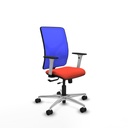 Motilla traslack malla azul bali naranja oscuro brazos blancos base aluminio  ruedas 65mm nailon