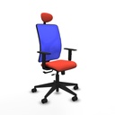 Motilla traslack malla azul bali naranja oscuro brazos 1D base piramidal cabecero fijo ruedas 65mm nailon