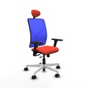 Motilla traslack malla azul bali naranja oscuro brazos 3D base blanca cabecero fijo ruedas 65mm nailon