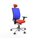 Motilla traslack malla azul bali naranja oscuro brazos 3D base aluminio cabecero fijo ruedas 65mm engomadas