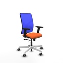 Motilla traslack malla azul bali naranja brazos 2D base blanca  ruedas 65mm engomadas