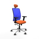 Motilla traslack malla azul bali naranja brazos 2D base aluminio cabecero fijo ruedas 65mm engomadas