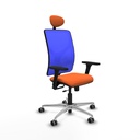 Motilla traslack malla azul bali naranja brazos 3D base aluminio cabecero fijo ruedas 65mm engomadas