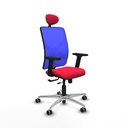 Motilla traslack malla azul bali rojo brazos 2D base aluminio cabecero fijo ruedas 65mm engomadas