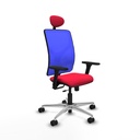 Motilla traslack malla azul bali rojo brazos 3D base aluminio cabecero fijo ruedas 65mm nailon