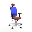 Motilla traslack malla azul bali marrón brazos 2D base blanca cabecero fijo ruedas 65mm engomadas