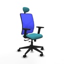 Motilla traslack malla azul bali turquesa brazos 2D base piramidal cabecero fijo ruedas 65mm nailon