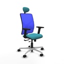Motilla traslack malla azul bali turquesa brazos 2D base aluminio cabecero fijo ruedas 65mm nailon