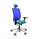 Motilla traslack malla azul bali turquesa brazos 3D base aluminio cabecero fijo ruedas 65mm engomadas