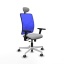 Motilla traslack malla azul bali gris claro brazos 3D base blanca cabecero fijo ruedas 65mm engomadas