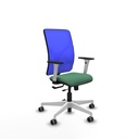 Motilla traslack malla azul bali verde esmeralda brazos blancos base blanca  ruedas 65mm engomadas