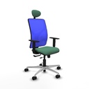 Motilla traslack malla azul bali verde esmeralda brazos 1D base aluminio cabecero fijo ruedas 65mm nailon