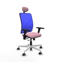 Motilla traslack malla azul bali rosa brazos 3D base blanca cabecero fijo ruedas 65mm engomadas