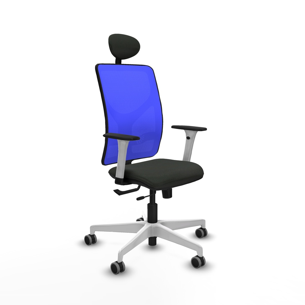 Motilla traslack malla azul bali negro brazos blancos base blanca cabecero fijo ruedas 65mm engomadas