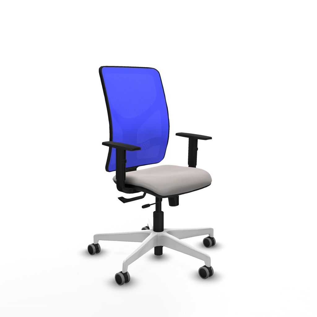 Motilla traslack malla azul similpiel blanco brazos 1D base blanca  ruedas 65mm engomadas